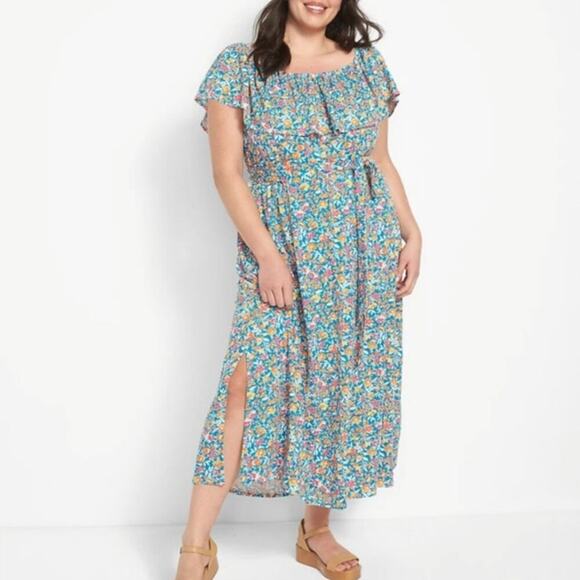 Lane Bryant Floral Convertible Off-The-Shoulder Maxi Dres Multicolor 14/16 - Picture 2 of 10